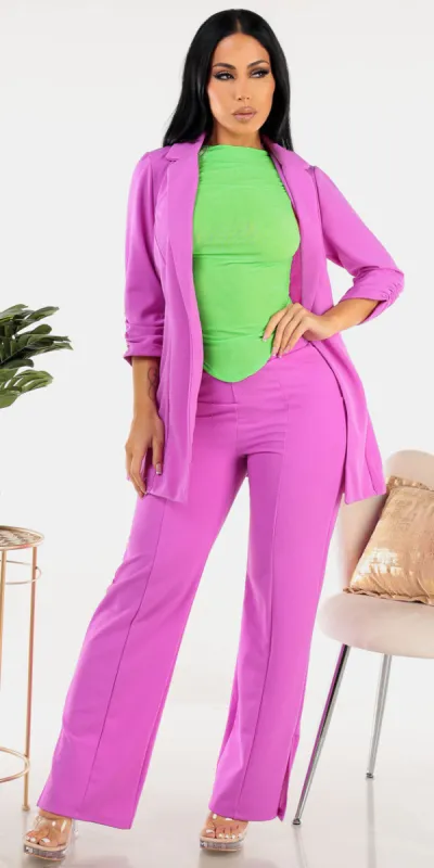 Purple Wide Leg Pants Trio sold by Moda