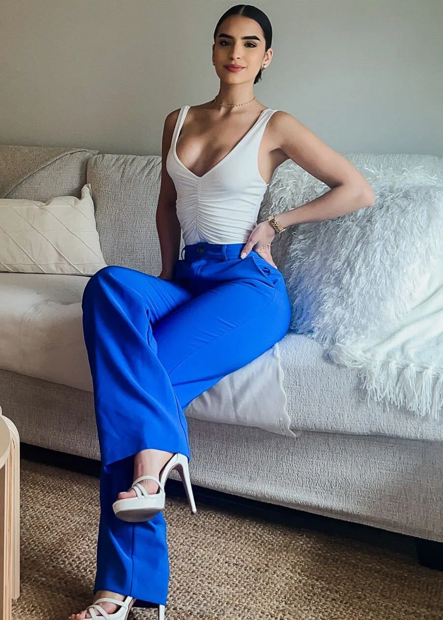 Super High Waisted Formal Straight Dress Pants Royal Blue sold by Moda product image thumbnail 5