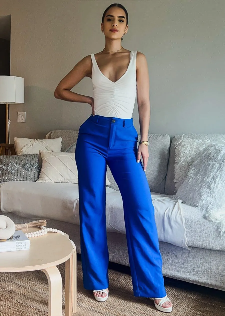 Super High Waisted Formal Straight Dress Pants Royal Blue sold by Moda product image thumbnail 2