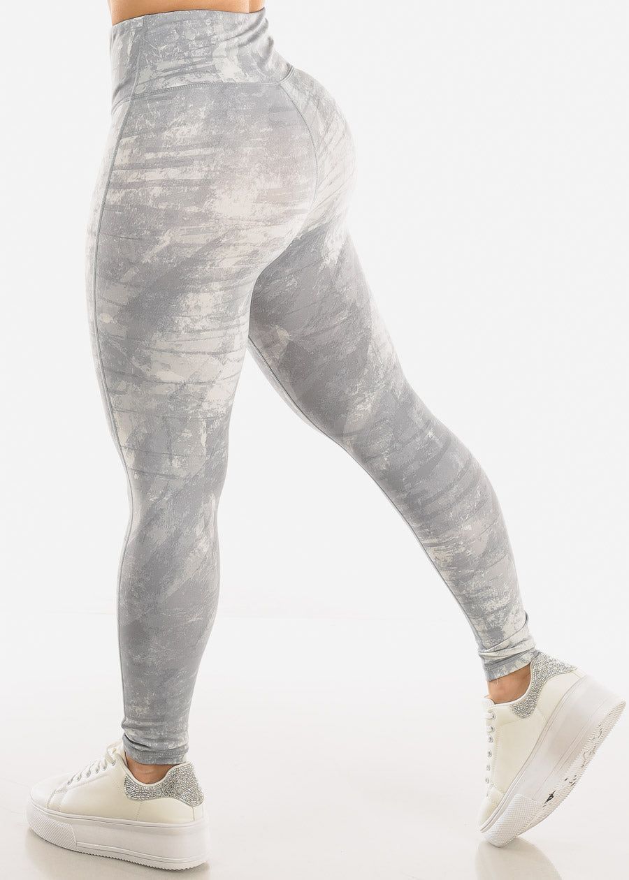 High Waisted Printed Activewear Leggings Grey sold by Moda product image thumbnail 4