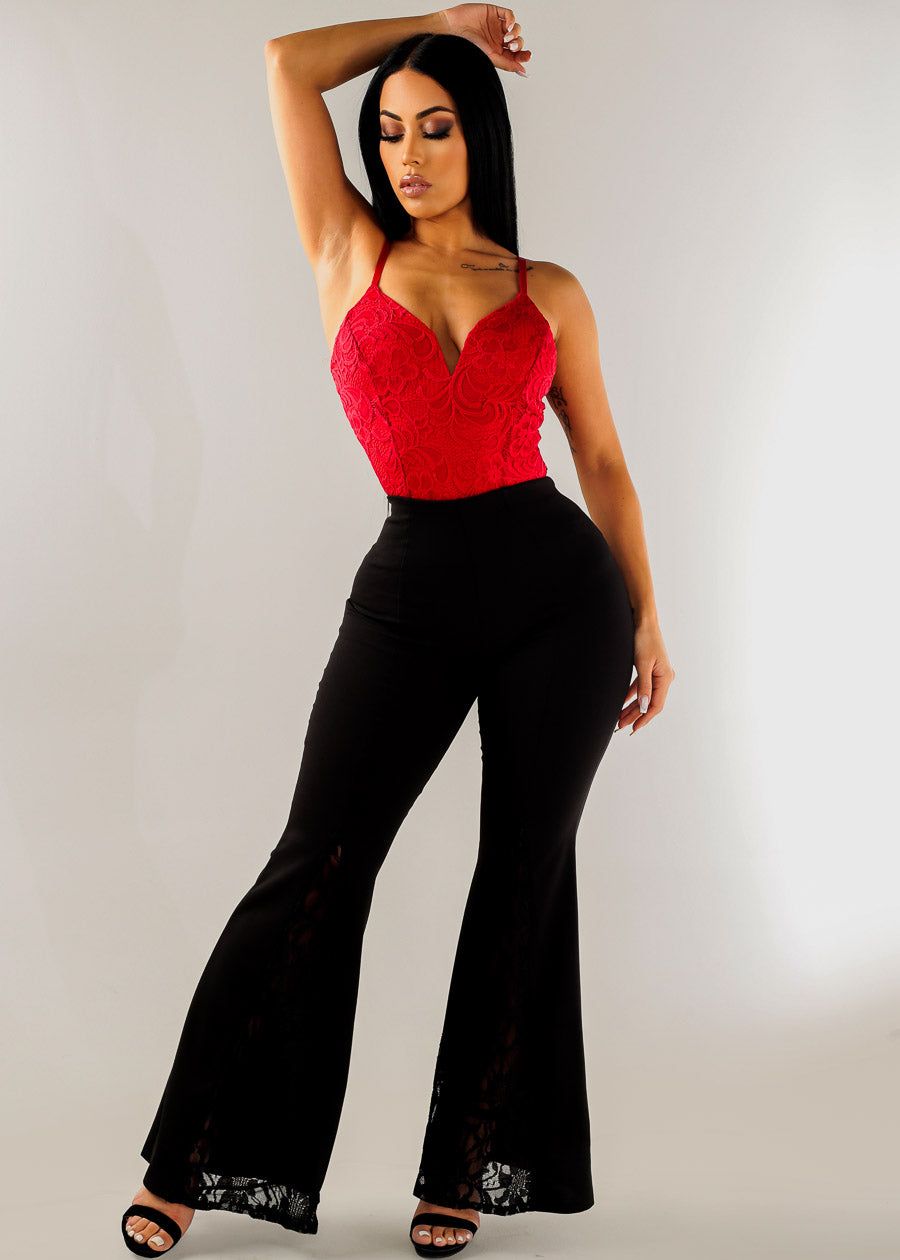 Sexy Floral Lace Vneck Red Bodysuit sold by Moda product image thumbnail 2