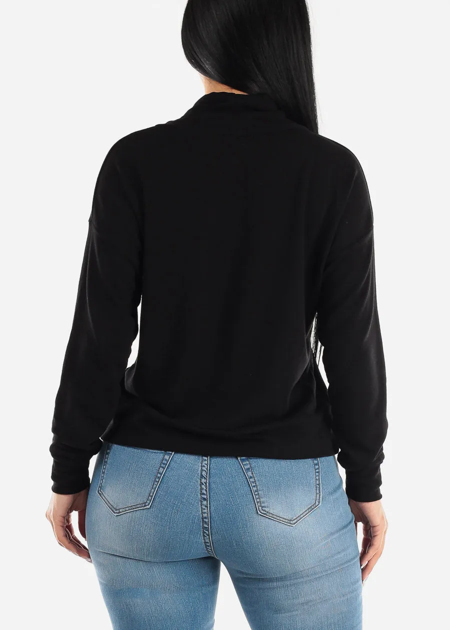 Black Long Sleeve Turtleneck Soft Terry Sweatshirt sold by Moda product image thumbnail 4