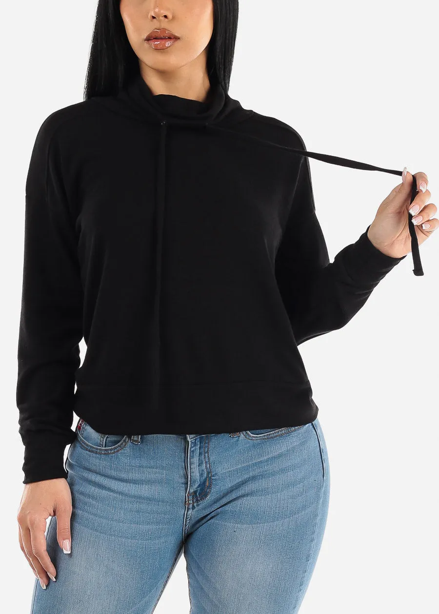 Black Long Sleeve Turtleneck Soft Terry Sweatshirt sold by Moda