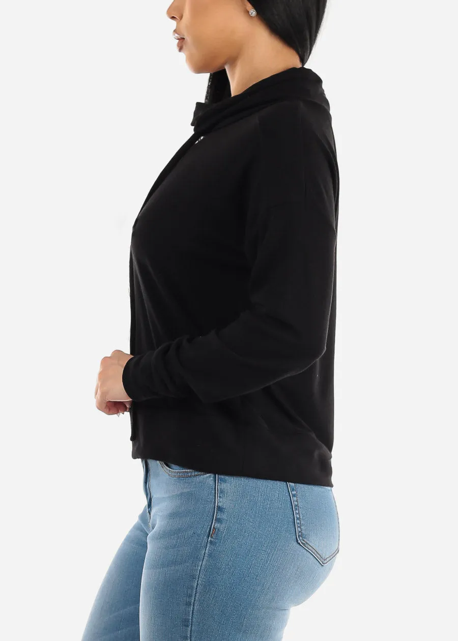 Black Long Sleeve Turtleneck Soft Terry Sweatshirt sold by Moda product image thumbnail 3