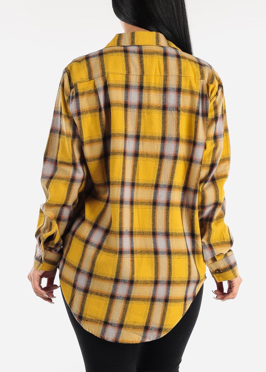 Oversized Plaid Button Down Shacket Mustard sold by Moda product image thumbnail 5