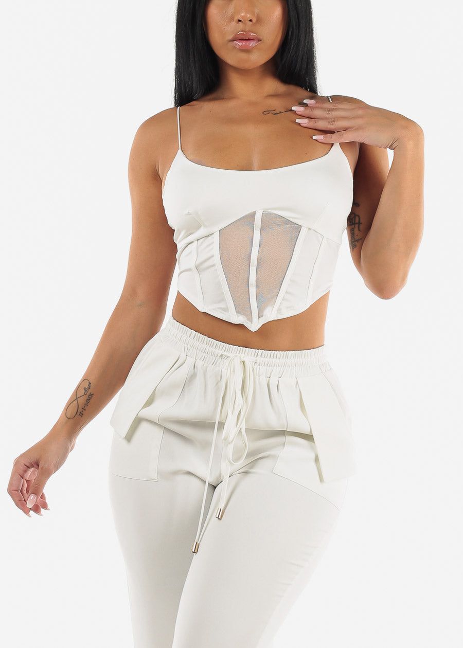 Sleeveless White Crop Top sold by Moda product image thumbnail 3