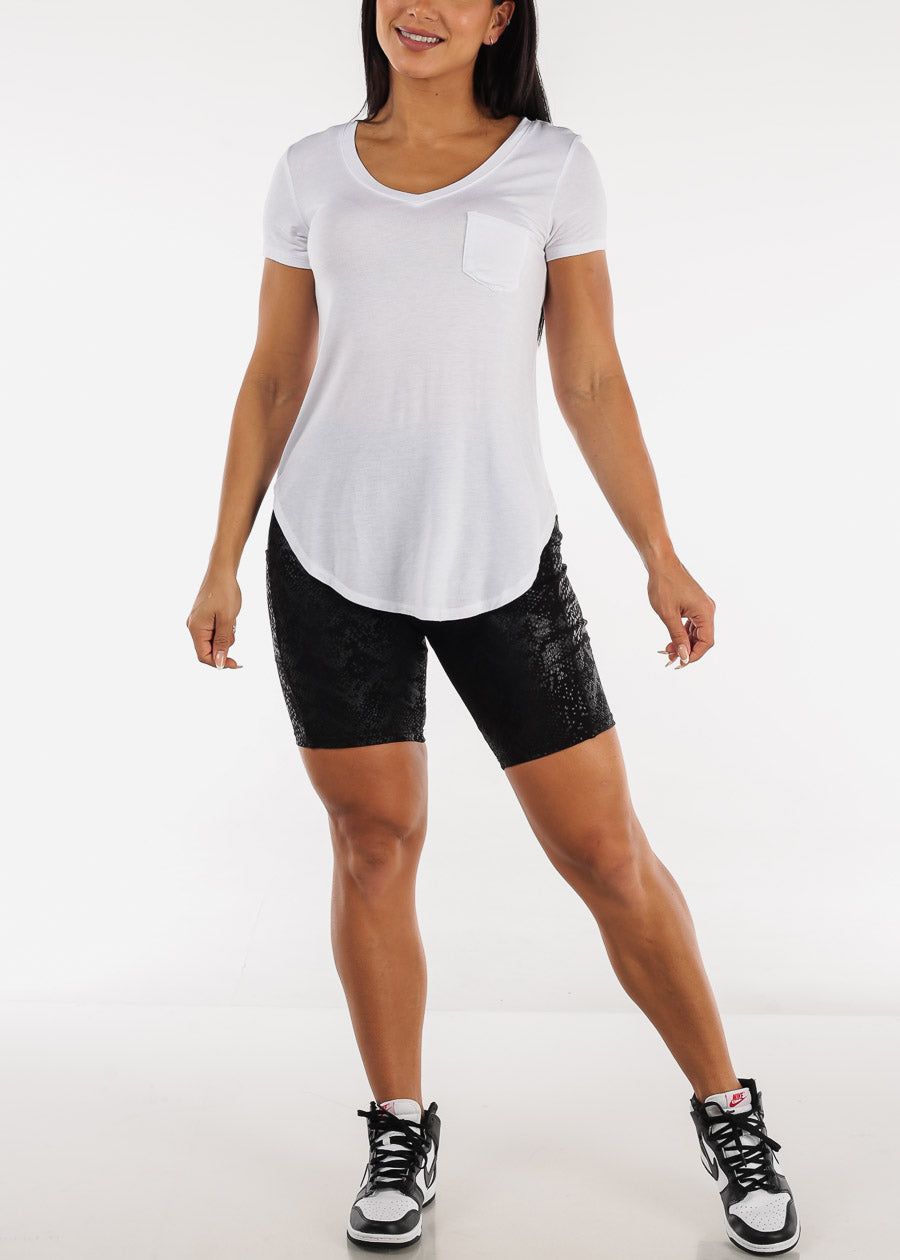 White Short Sleeve Round Hem Relax Fit Tunic Top sold by Moda product image thumbnail 2