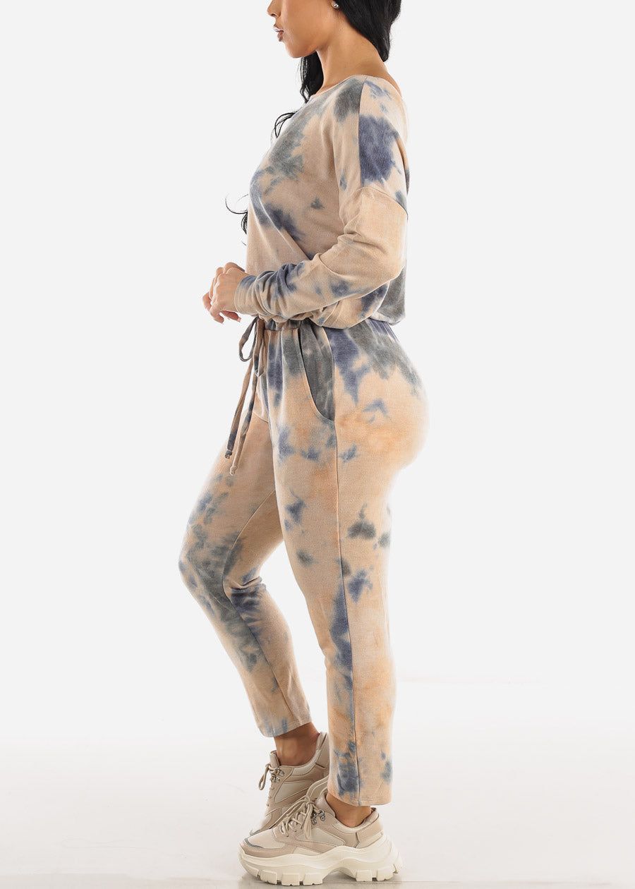 Drawstring Waist Long Sleeve Tie Dye Jumpsuit sold by Moda product image thumbnail 2