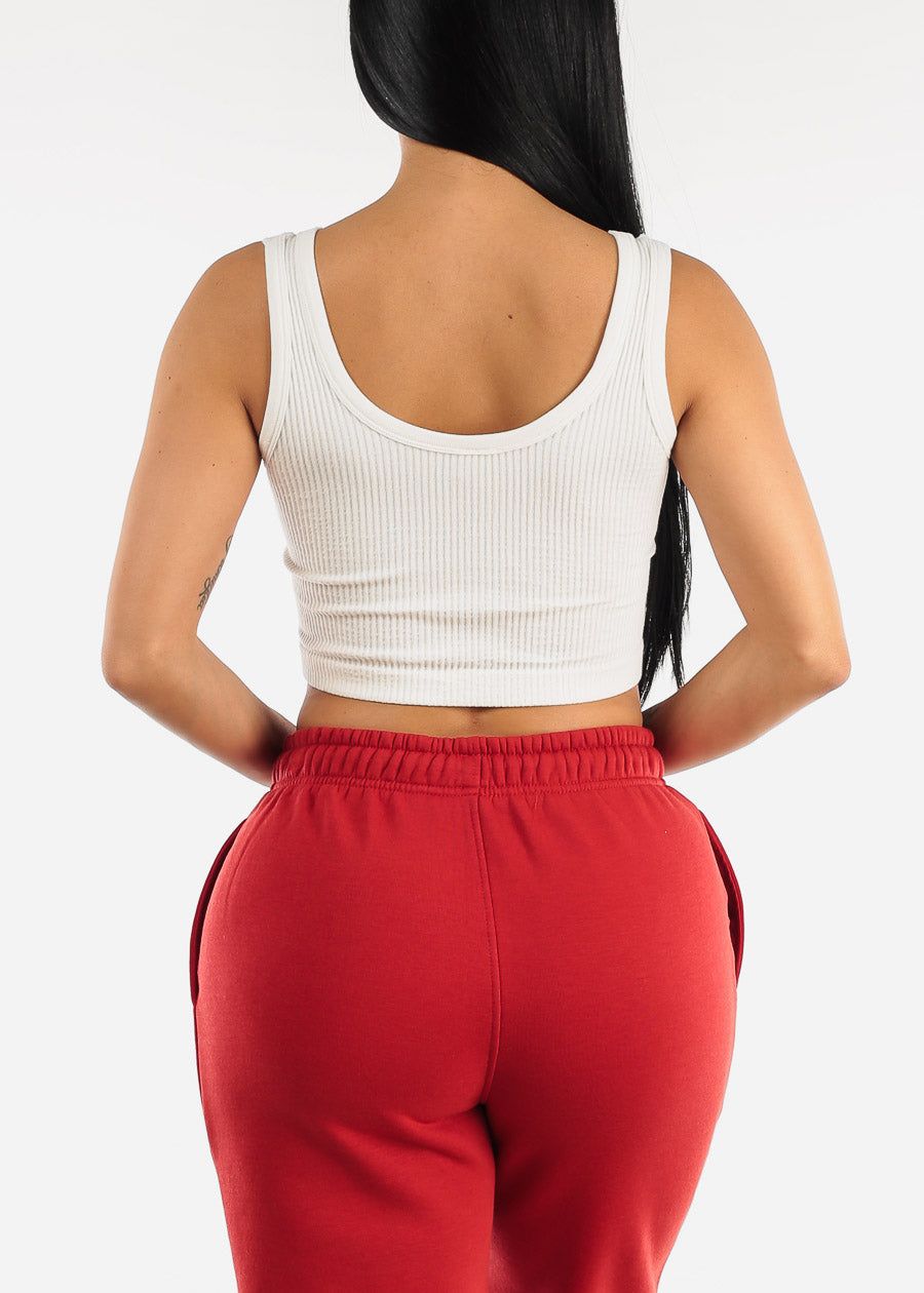 White Ribbed Seamless Cropped Tank Top sold by Moda product image thumbnail 6