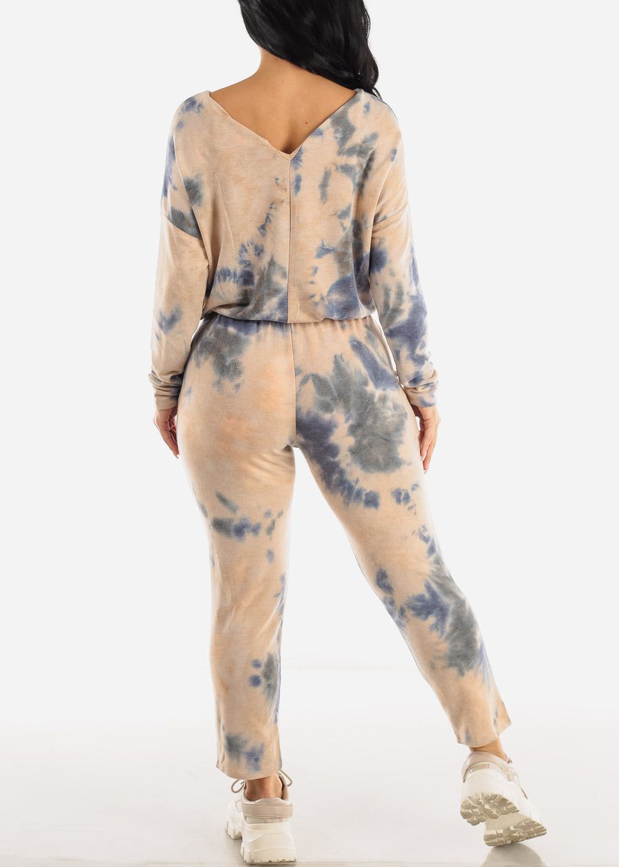 Drawstring Waist Long Sleeve Tie Dye Jumpsuit sold by Moda product image thumbnail 3