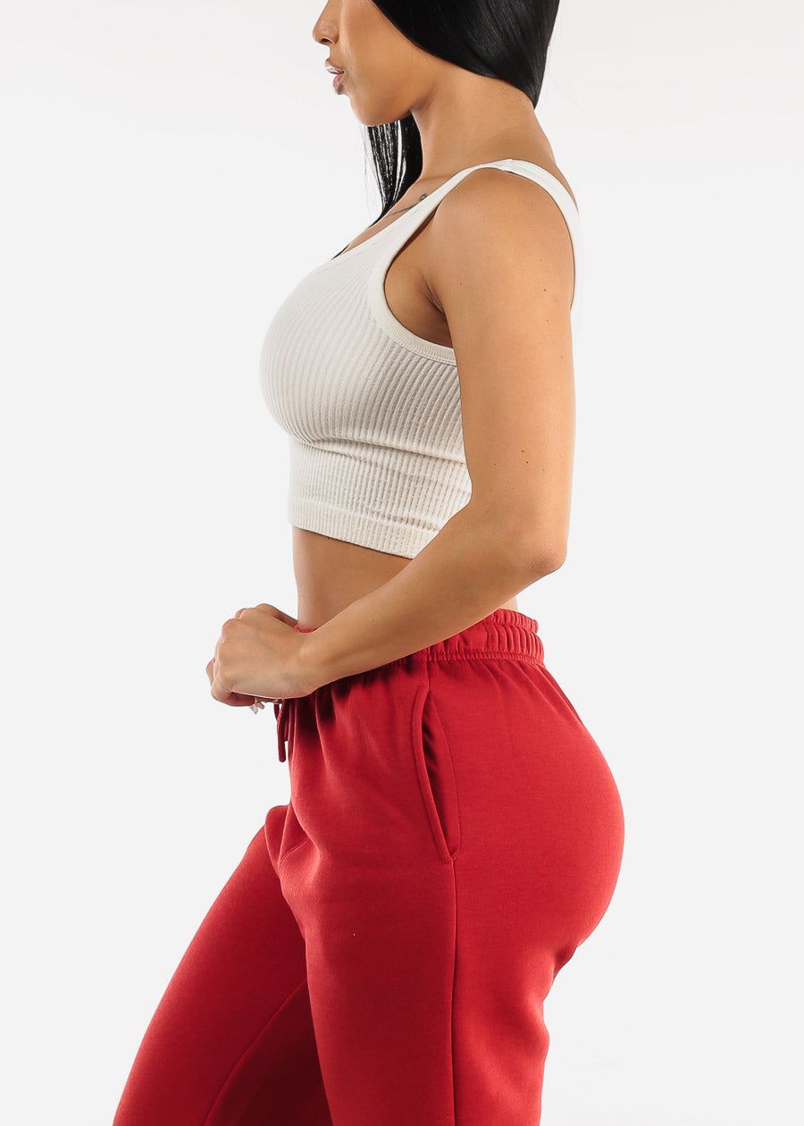 White Ribbed Seamless Cropped Tank Top sold by Moda product image thumbnail 5