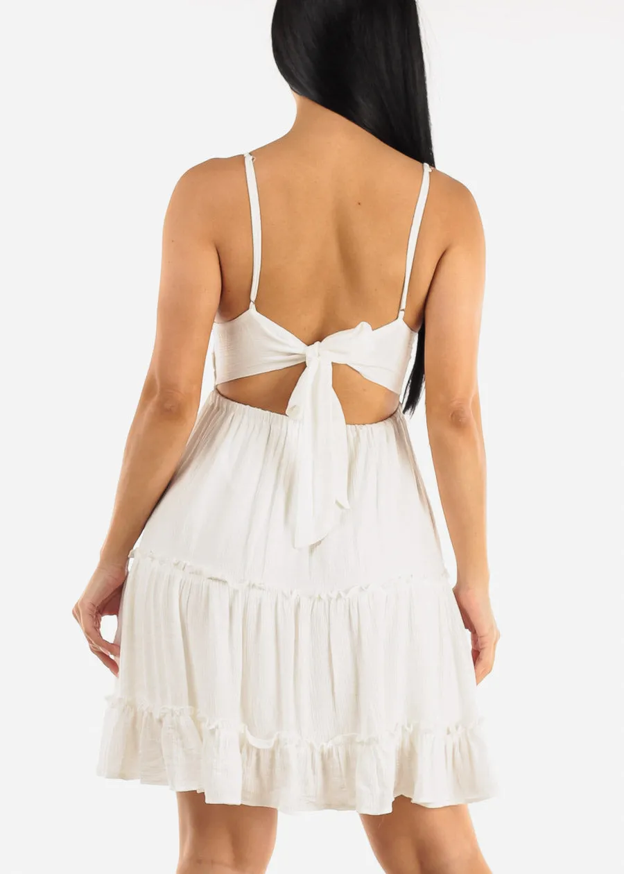 White Sleeveless Tiered Cami Mini Dress sold by Moda product image thumbnail 5