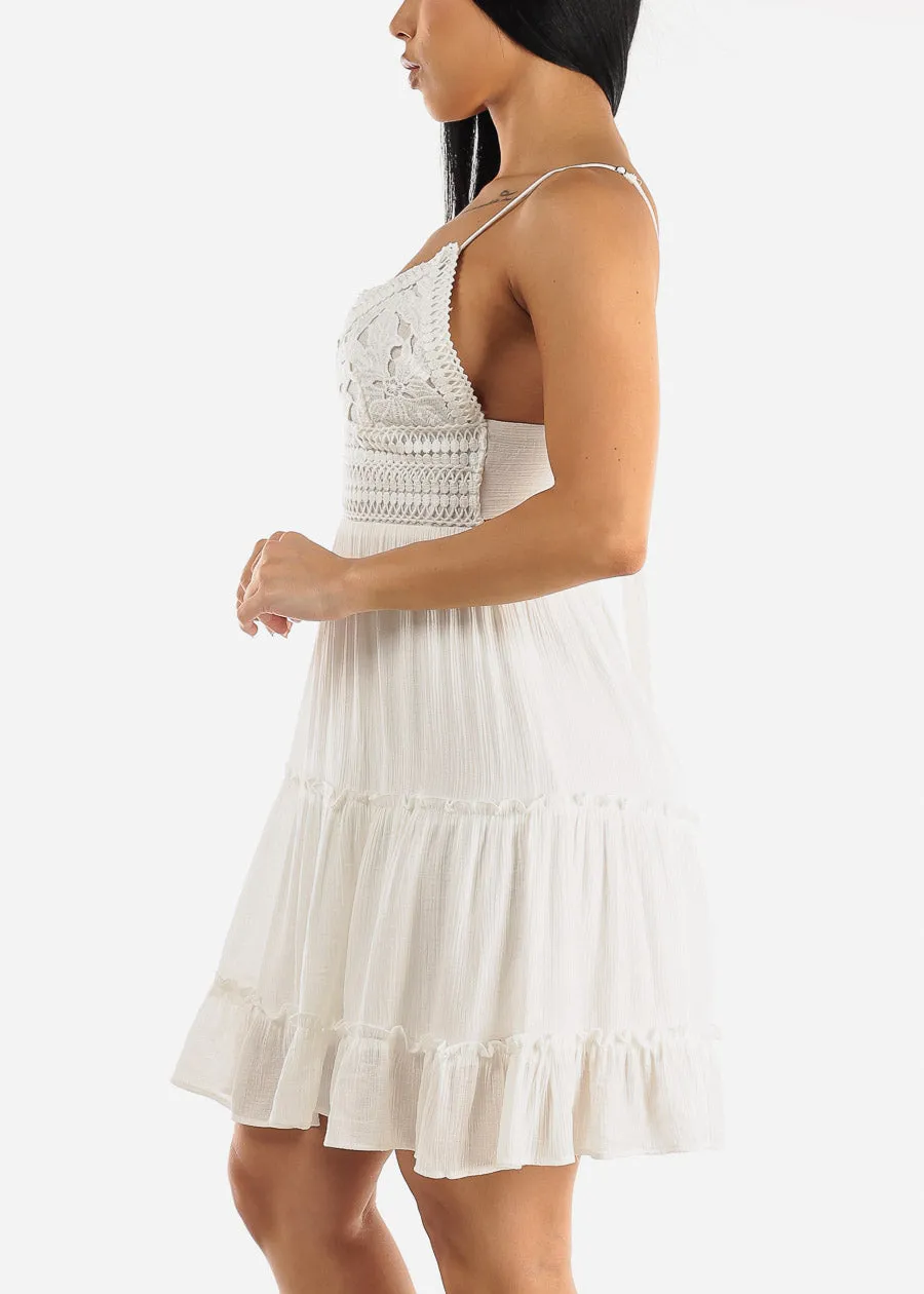 White Sleeveless Tiered Cami Mini Dress sold by Moda product image thumbnail 4