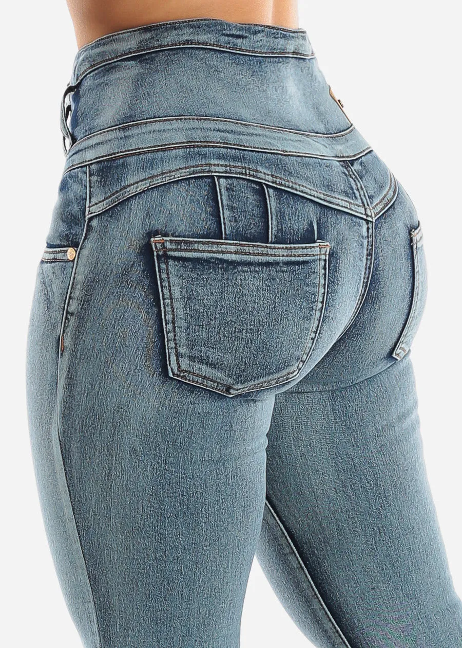 High Waisted Butt Lifting Acid Wash Skinny Jeans sold by Moda