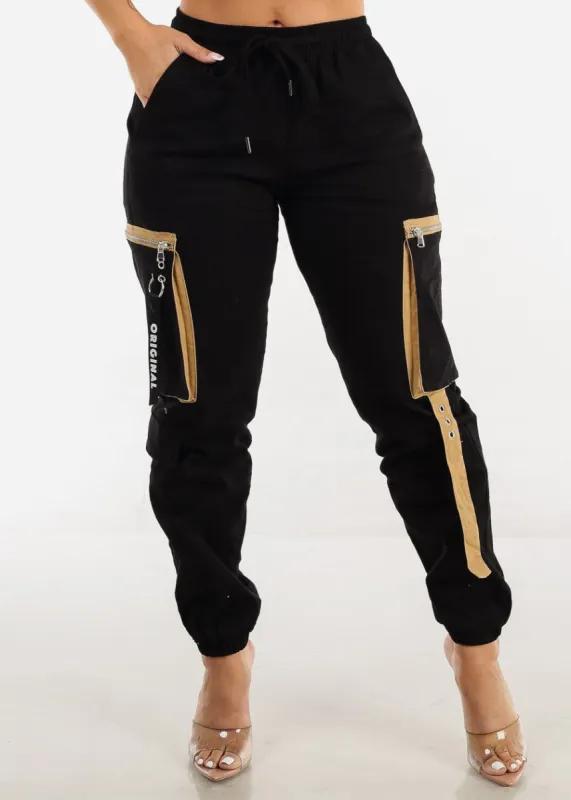 High Waist Black Cargo Jogger Pants sold by Moda