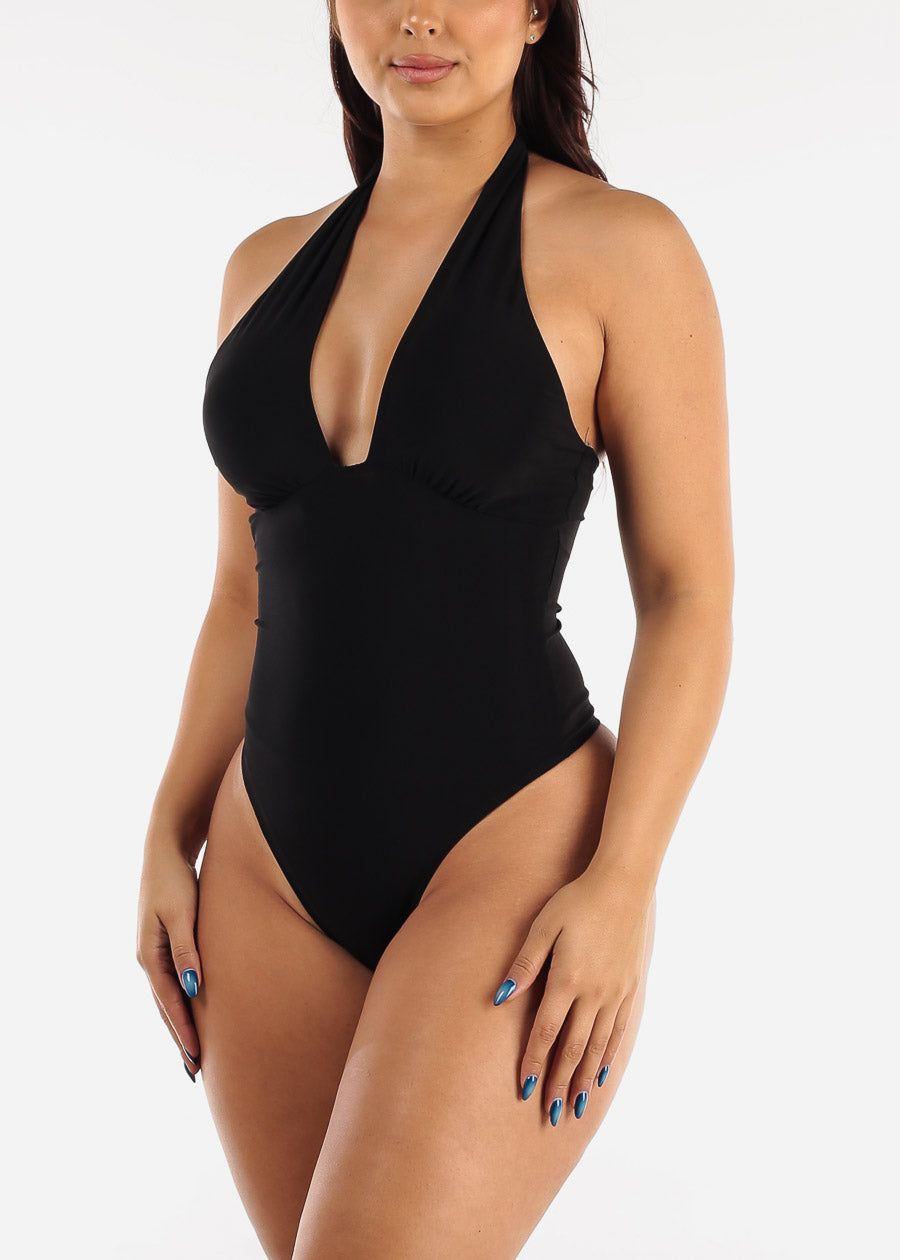 Backless Plunge Neckline Thong Bodysuit Black sold by Moda product image thumbnail 4