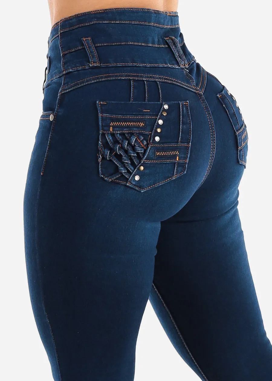 Butt Lift Super High Waist Dark Skinny Jeans sold by Moda