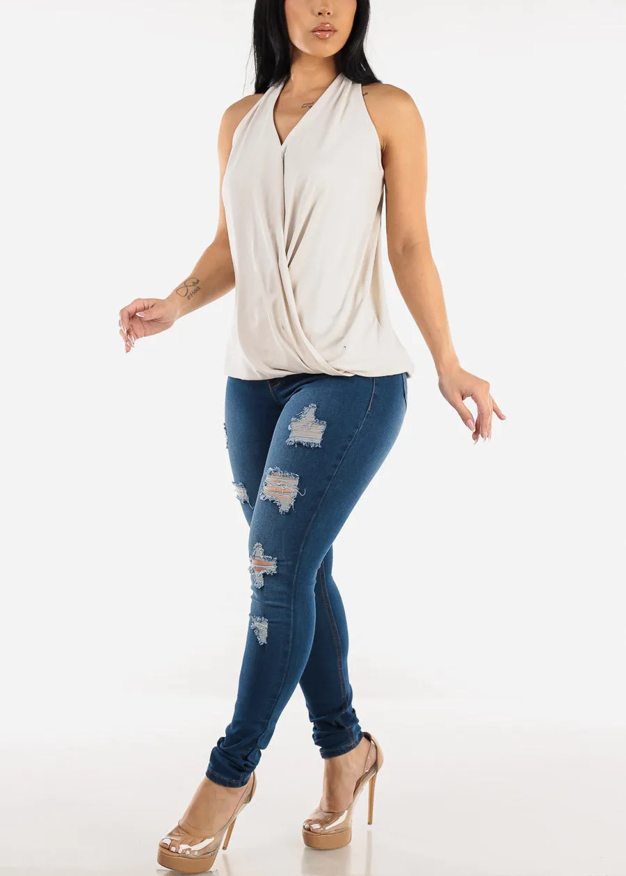 Surplice Halter Tunic Top Beige sold by Moda product image thumbnail 2