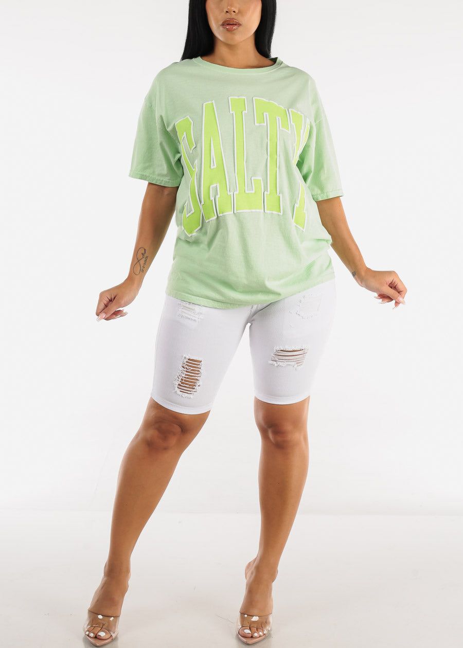 Short Sleeve Salty Oversized Graphic Tee Neon Green sold by Moda product image thumbnail 4