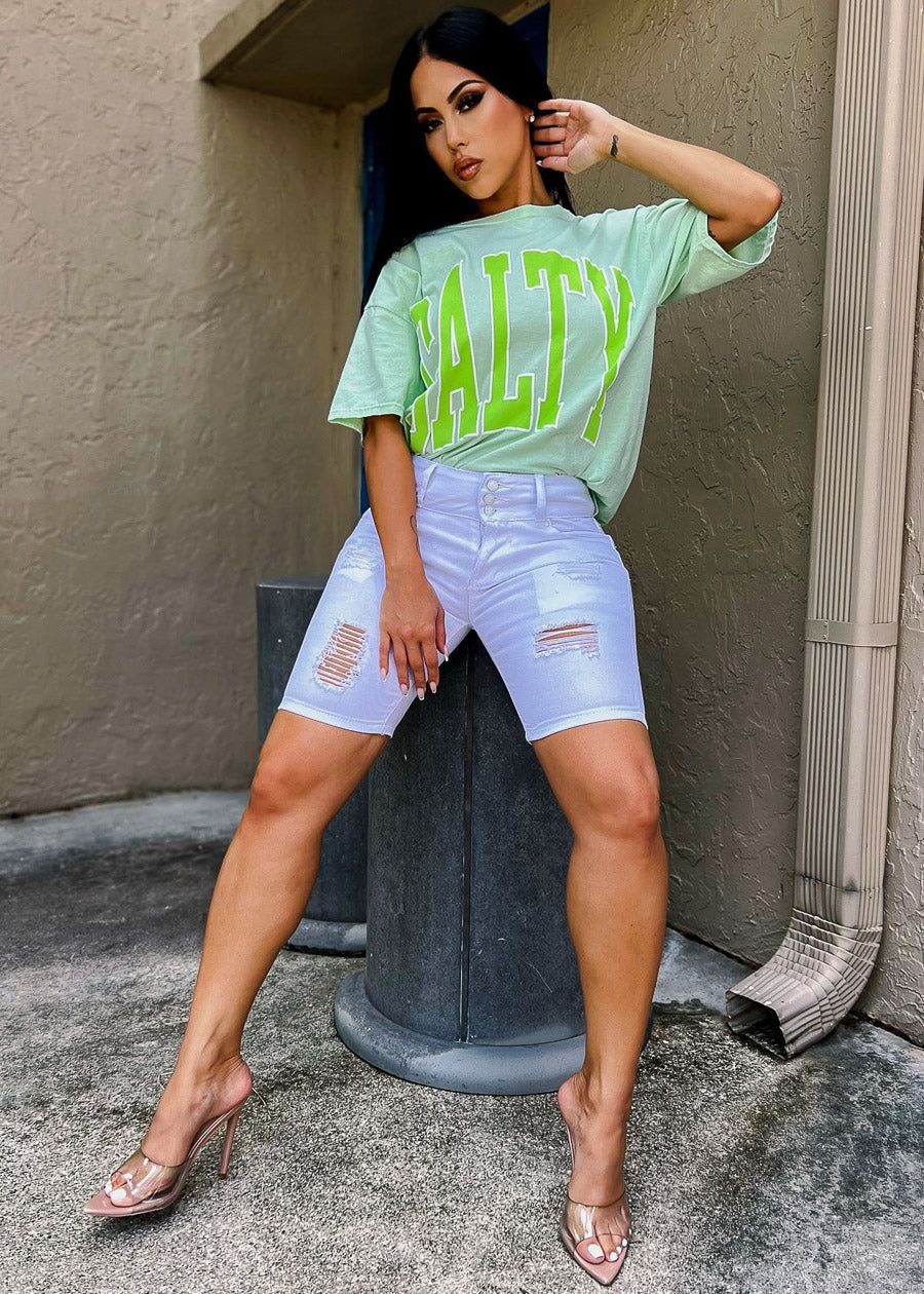 Short Sleeve Salty Oversized Graphic Tee Neon Green sold by Moda product image thumbnail 3