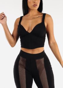 Sleeveless Black Bustier Crop Top sold by Moda