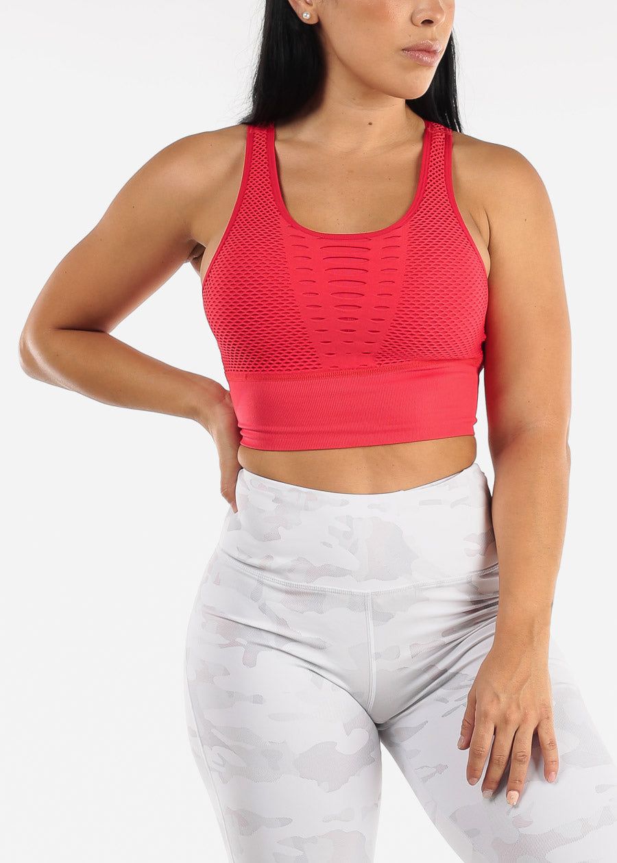 Red Cut Out Seamless Sports Bra sold by Moda product image thumbnail 3