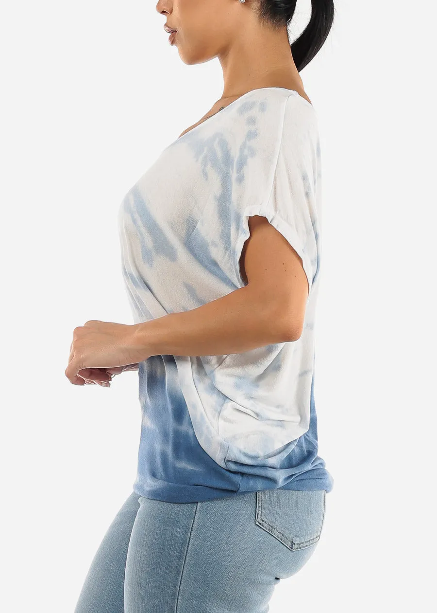 Short Dolman Sleeve Tie Dye Tunic Top Blue sold by Moda product image thumbnail 3