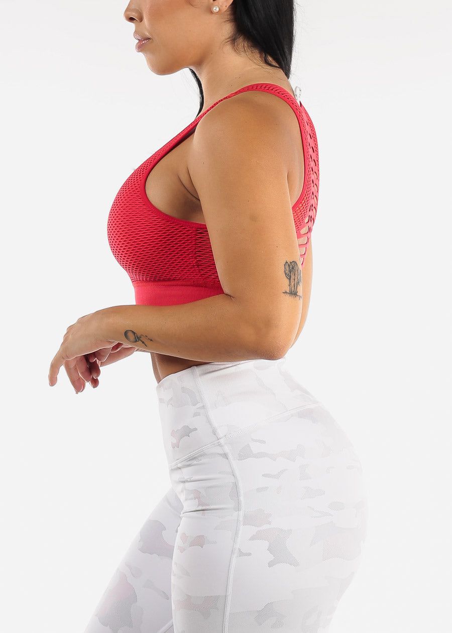 Red Cut Out Seamless Sports Bra sold by Moda product image thumbnail 4
