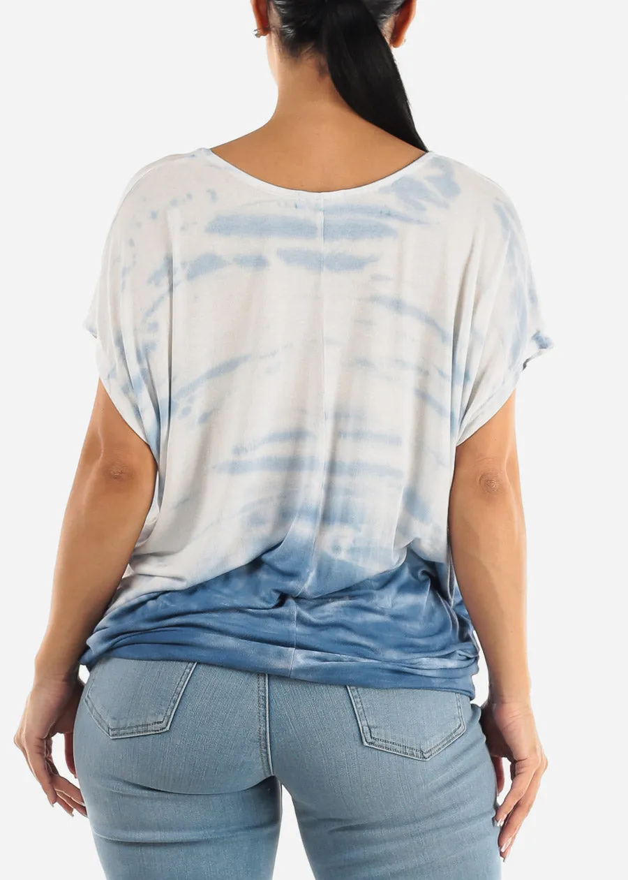 Short Dolman Sleeve Tie Dye Tunic Top Blue sold by Moda product image thumbnail 4