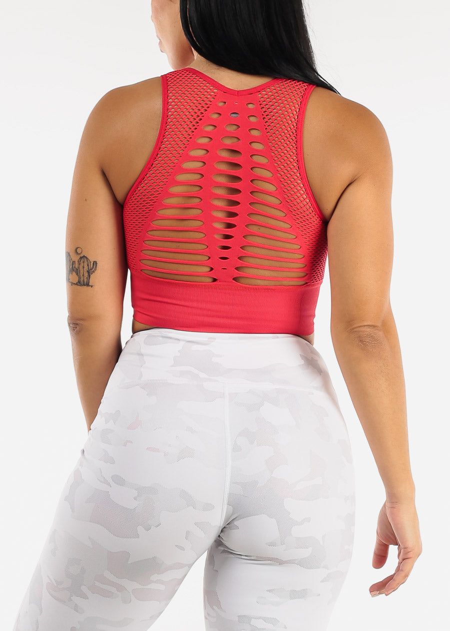 Red Cut Out Seamless Sports Bra sold by Moda product image thumbnail 5