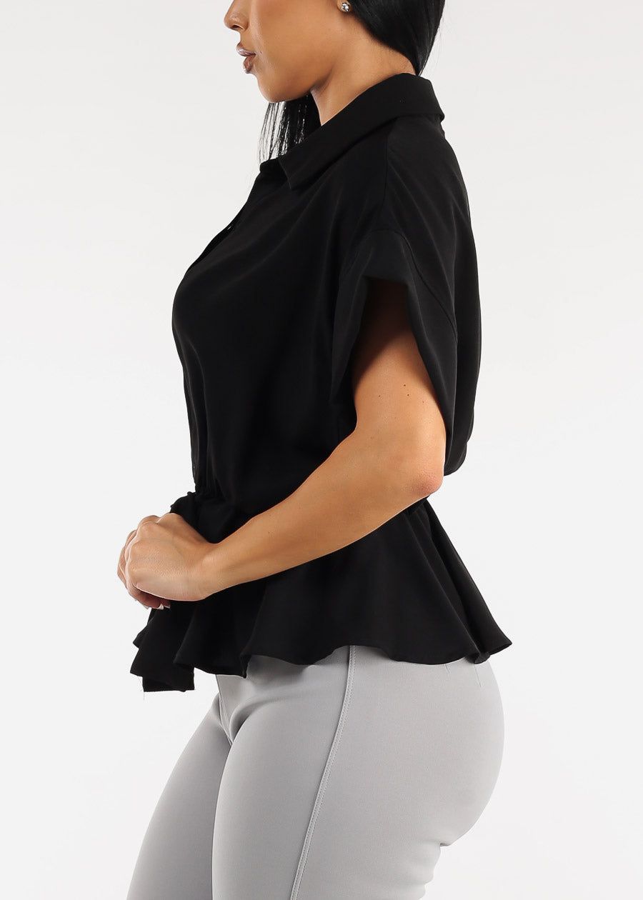 Short Sleeve Button Up Peplum Blouse sold by Moda product image thumbnail 3