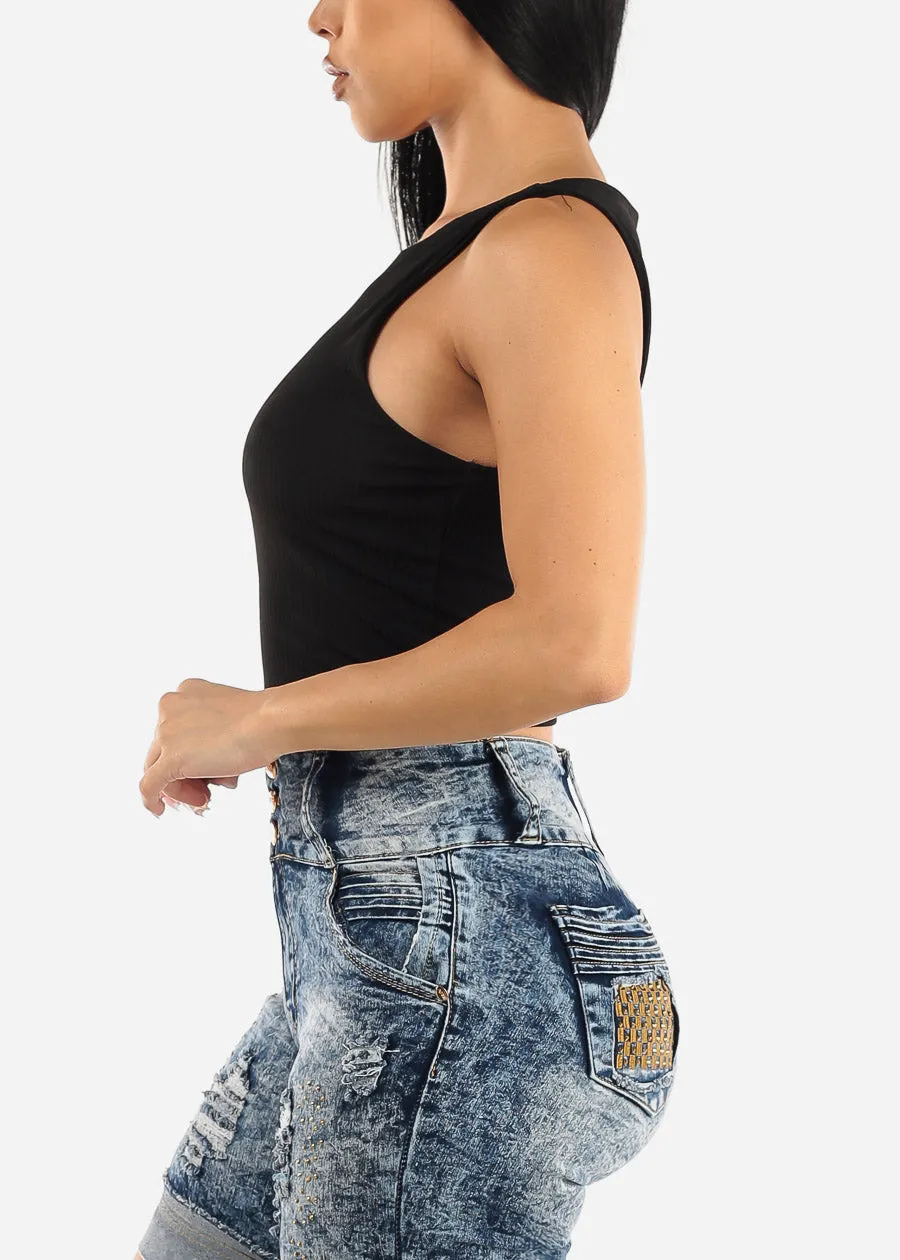 Sleeveless Round Neck Black Tank Top sold by Moda product image thumbnail 3