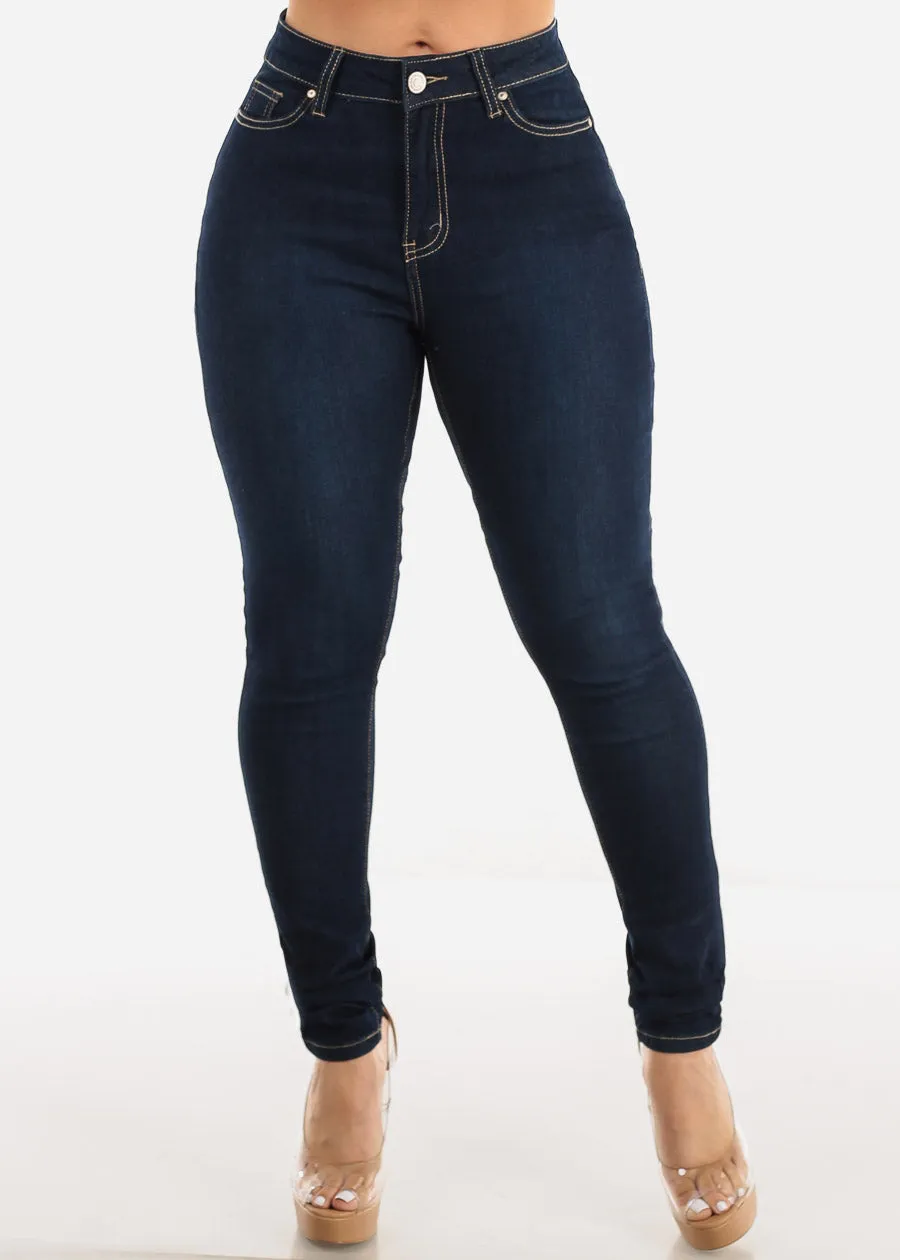 High Waisted Classic Stretchy Dark Skinny Jeans sold by Moda