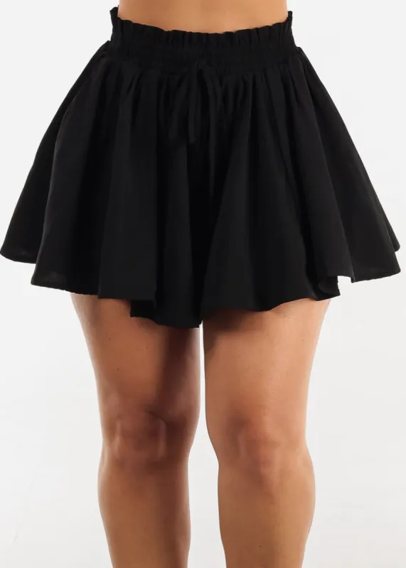 Black Flare Paperbag Waist Shorts sold by Moda