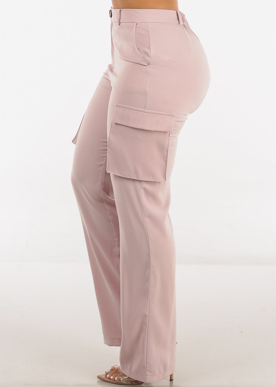 Super High Waist Straight Cargo Pants Mauve sold by Moda product image thumbnail 3