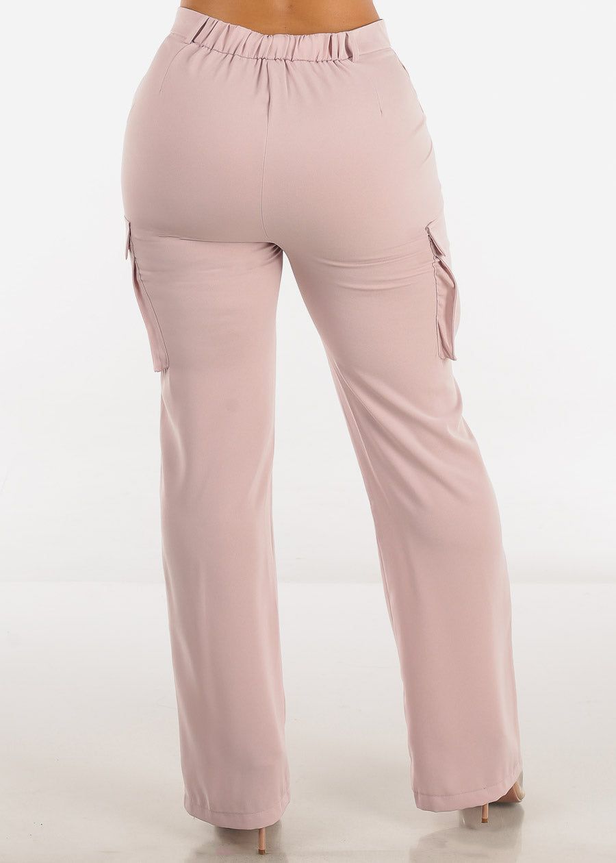 Super High Waist Straight Cargo Pants Mauve sold by Moda product image thumbnail 4