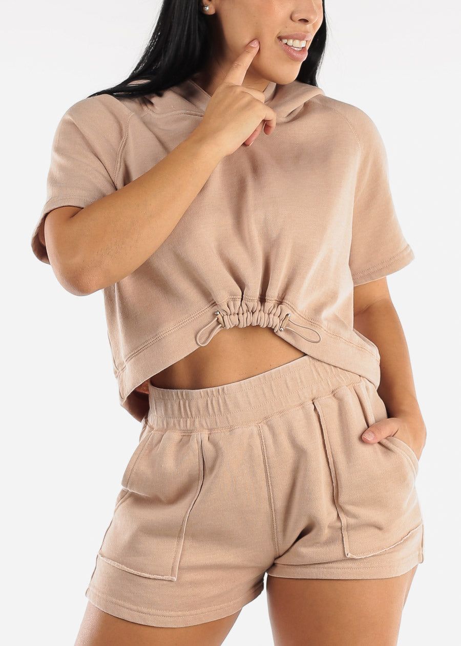 MONO B Burnout Wash Cropped Cinch Pink Active Hoody sold by Moda