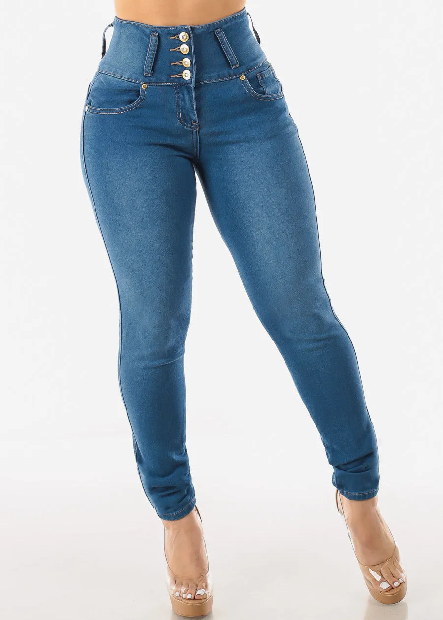 Super High Waisted Butt Lifting Skinny Jeans Med Blue sold by Moda product image thumbnail 3