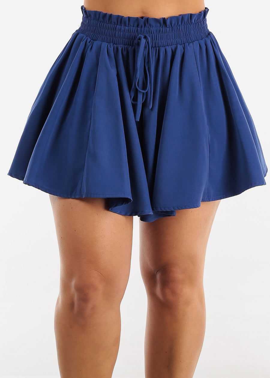 Royal Blue Flare Paperbag Waist Shorts sold by Moda