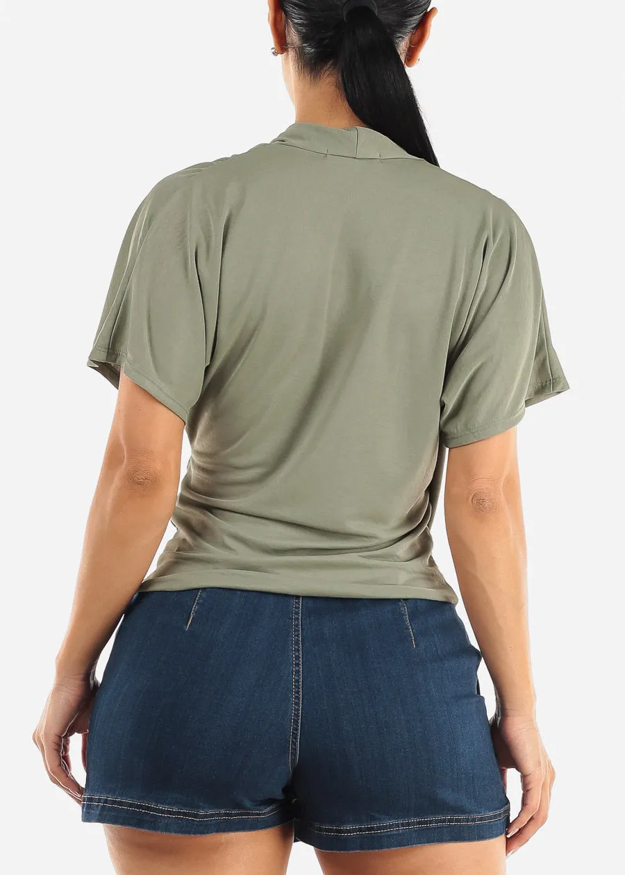 Short Dolman Sleeve Surplice Blouse Sage sold by Moda product image thumbnail 4