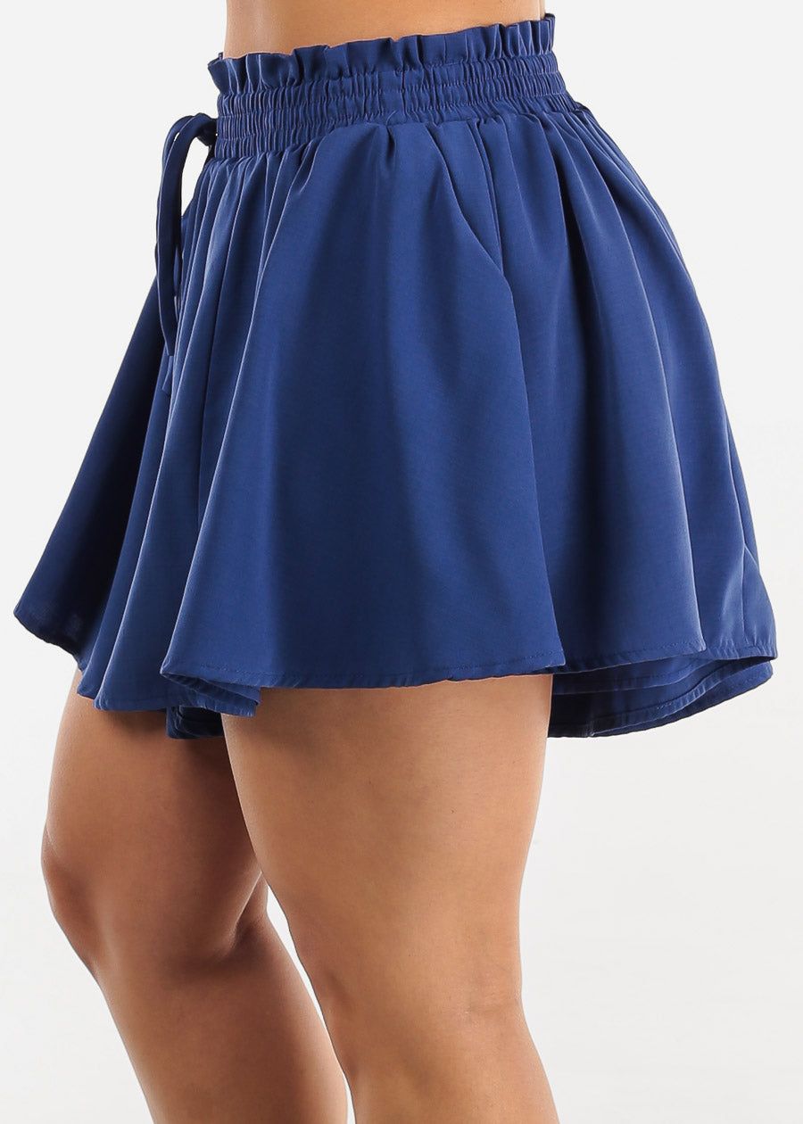 Royal Blue Flare Paperbag Waist Shorts sold by Moda product image thumbnail 3
