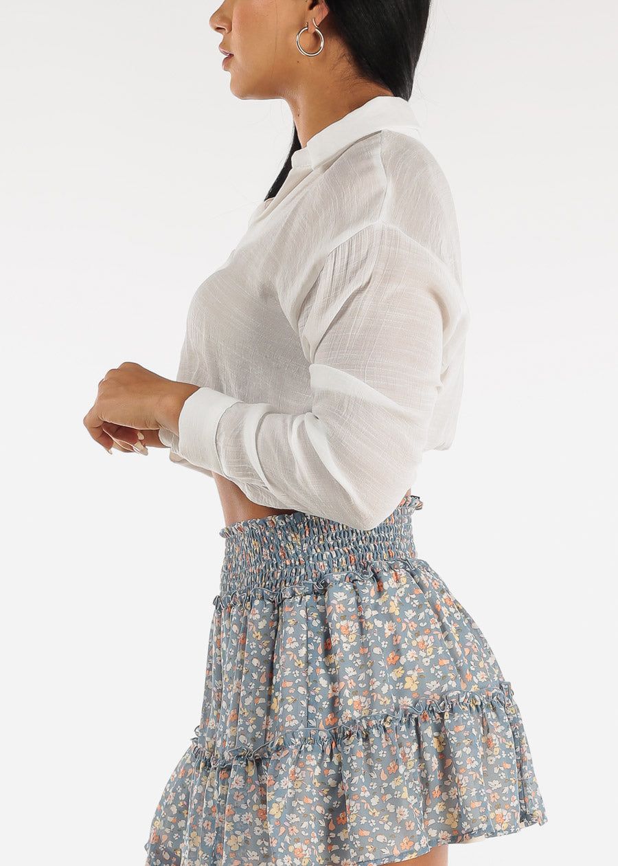 White Long Sleeve Button Up Shirt w Twisted Front sold by Moda product image thumbnail 5