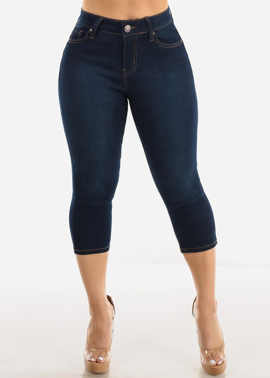 Classic Butt Lift High Waist Dark Denim Capris sold by Moda product image thumbnail 3