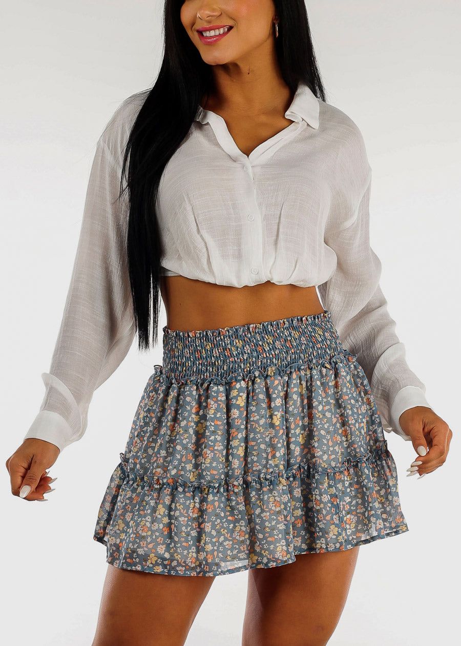 White Long Sleeve Button Up Shirt w Twisted Front sold by Moda