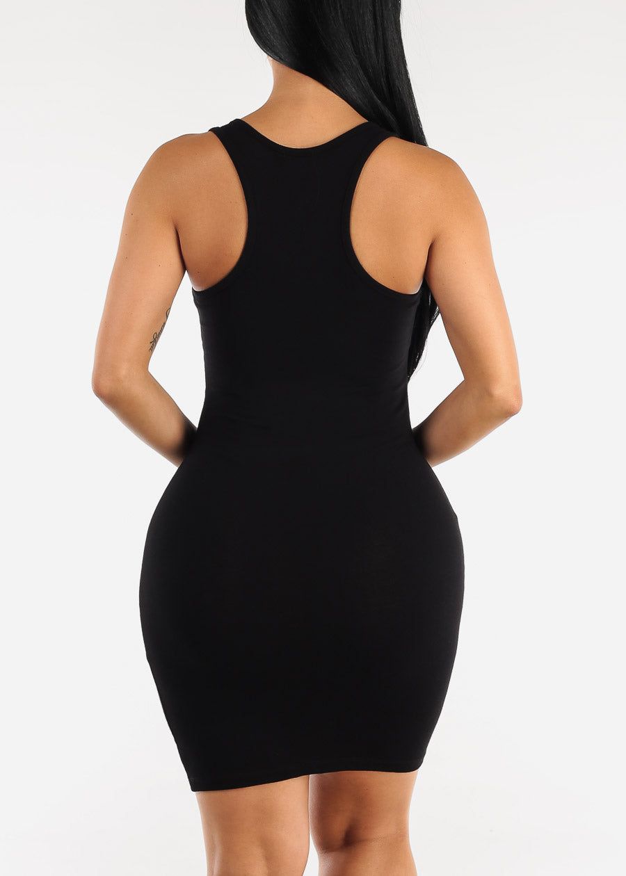 Black Sleeveless Racerback Bodycon Mini Dress sold by Moda product image thumbnail 4