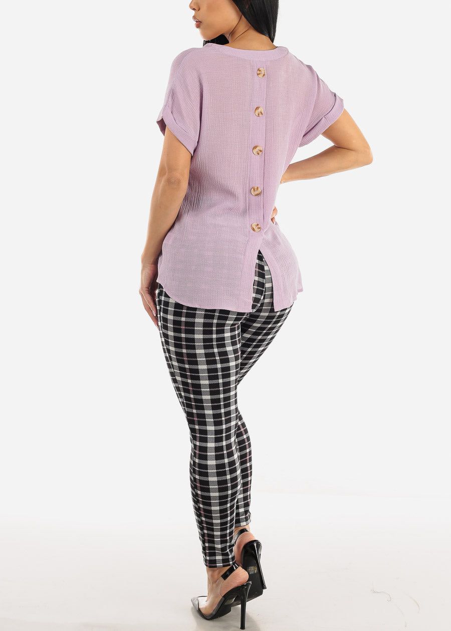 Gauze Cap Sleeve Lavender Shirt w Back Buttons sold by Moda product image thumbnail 2