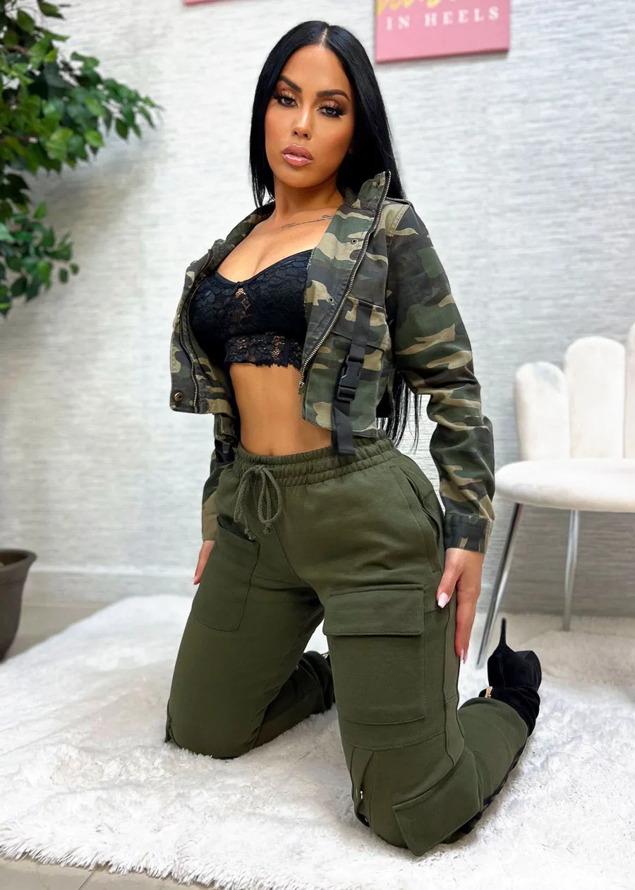 Cropped Camouflage Cargo Jacket sold by Moda product image thumbnail 4