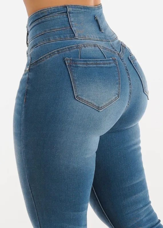 Butt Lifting Super High Rise Skinny Jeans Light Blue sold by Moda