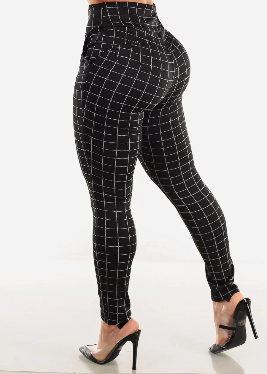 Super High Waist Black Butt Lift Skinny Pants Windowpane sold by Moda product image thumbnail 5