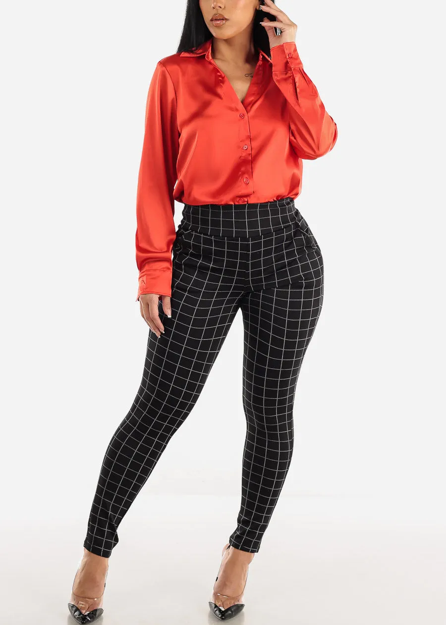 Super High Waist Black Butt Lift Skinny Pants Windowpane sold by Moda product image thumbnail 2